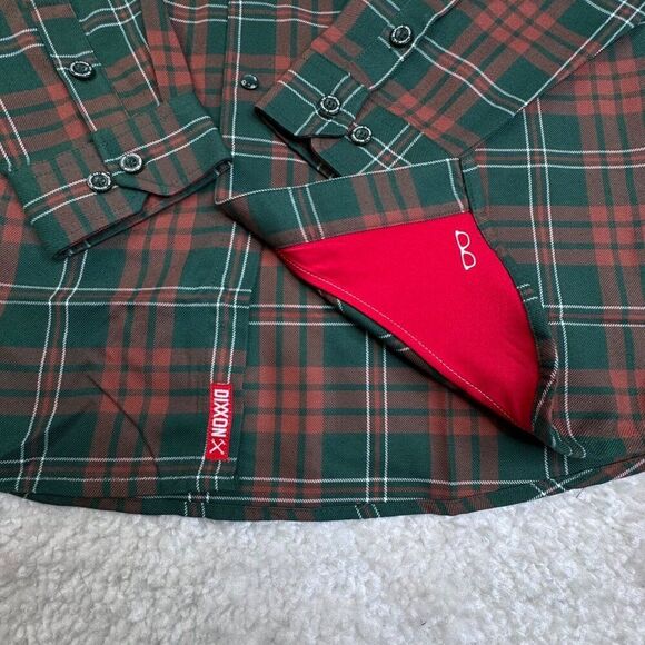 Dixxon Shirt Mens Medium Green Plaid Mistletoe Flannel Button Down Long Sleeve - Picture 9 of 11